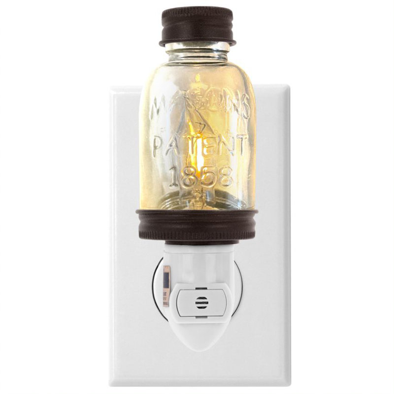 Bronze Mini Mason Jar Night Light with Warm LED Bulb