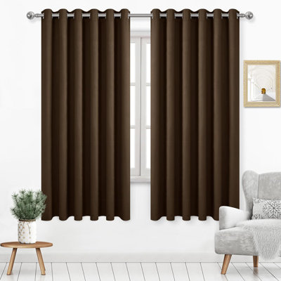 2 Thick Panels Room Darkening 85% Blackout Curtains, Thermal Insulated Block Out Light Grommet Top Drapes