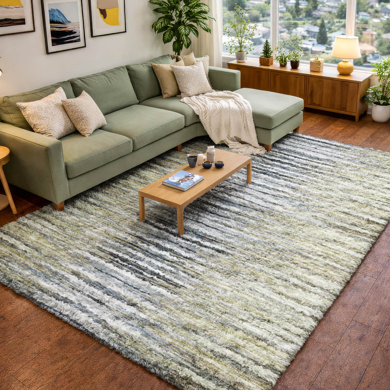 Tapis à poils longs de qualité supérieure lavable à la machine Dream ADS604, 8' x 10', Beige