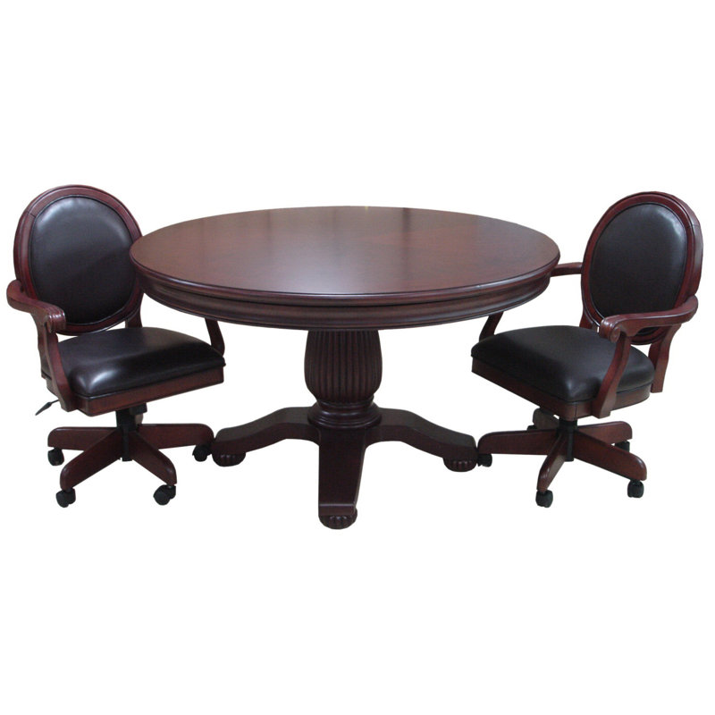 Fairfield Dark Cherry 54" Round 3 in 1 Pedestal Game Tablewith Bumper Pool