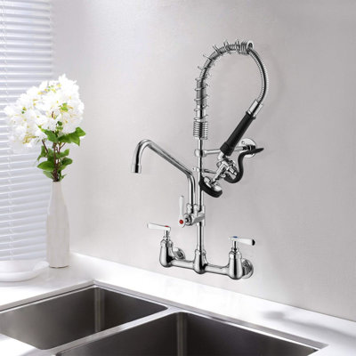 Commercial Kitchen Faucet with Pre-Rinse Sprayer 25-inch