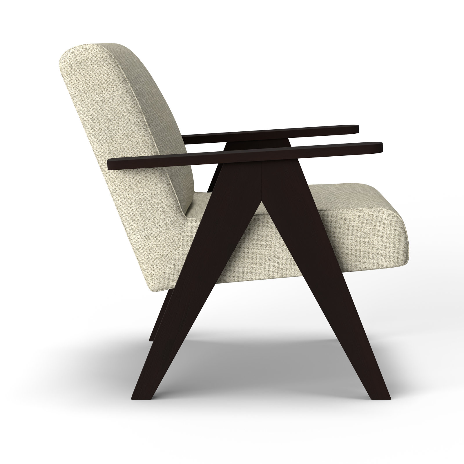 Luna Upholstered Jeanneret Accent Chair, Ivory-22533, Espresso