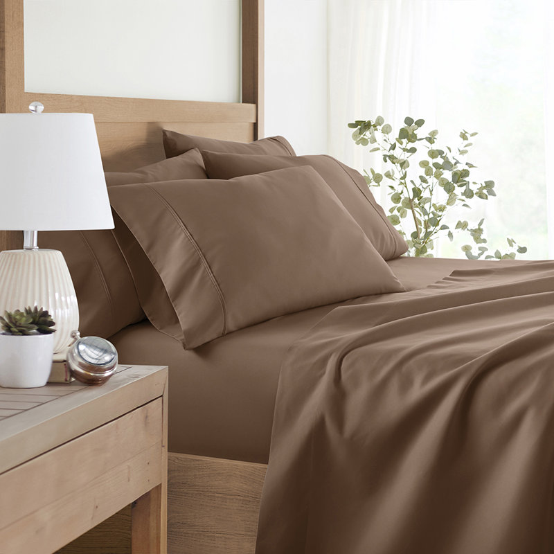 Sheet Set Solid Microfiber Ultra Soft Bedding, Twin Sheet Set with 2 Pillowcases, Taupe