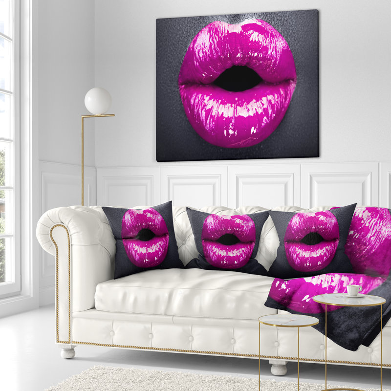 Maquillage pourpre mauve - coussin sensuel imprimé, 16 po x 1 po, Coussin décoratif