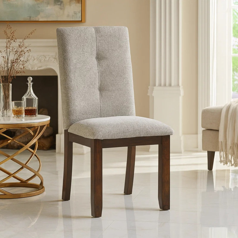 Ensemble de 2 chaises d'appoint de salle à manger Sifa, polyester gris pierre de lune, surpiqué