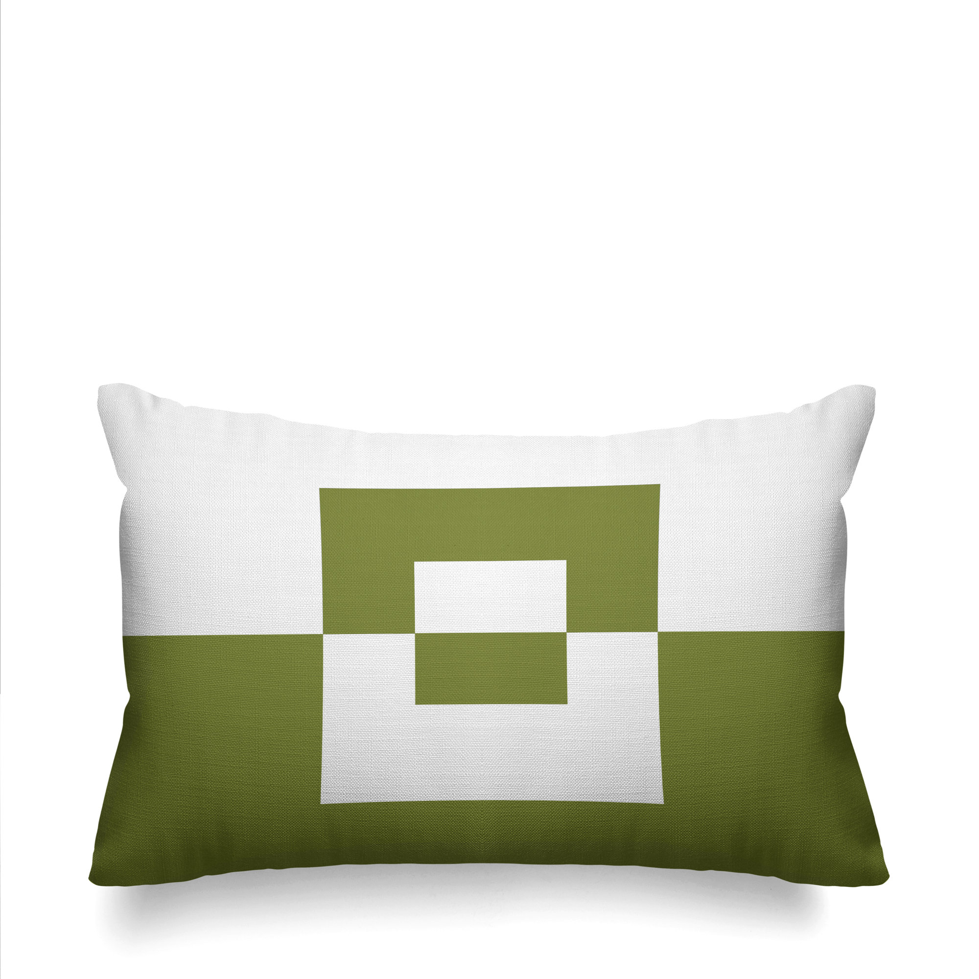 Luella Geometric Indoor/Outdoor Lumbar Throw Pillow, Olive Green