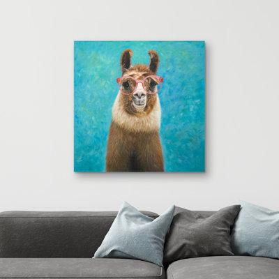 Lovable llama - 32"x32" art on canvas