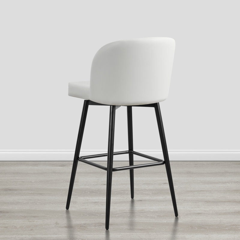 Tabouret de bar et de bar Benedit, Tabouret de bar (siège d'une hauteur de 30 po), Similicuir blanc grainé