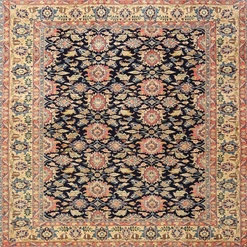 Tapis beige/gris/rouge traditionnel, Carré 5 pi