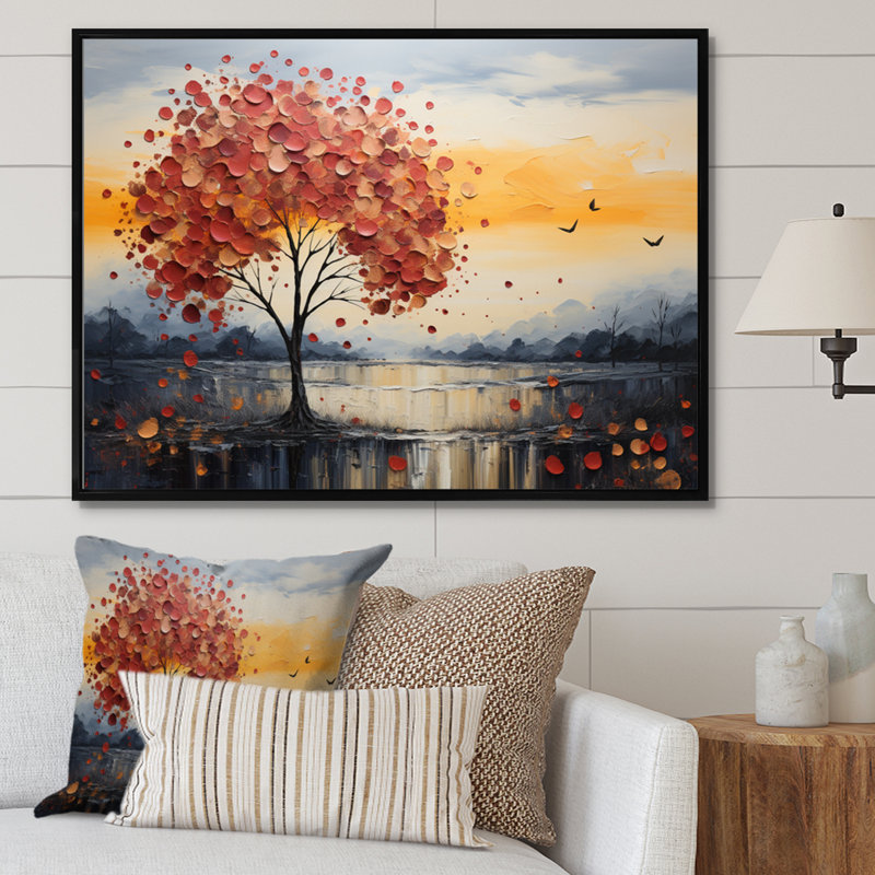 «Romantic Landscape Melting Hearts IV», reproduction sur toile, H 30 po x l 40 po x P 1,5 po, Cadre flottant noir