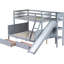 Lit superposé simple au-dessus de double avec 2 tiroirs, glissière, tablettes, échelle, lit superposé en bois d'hévéa avec glissière, tiroirs-578029874