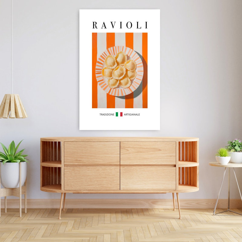 Art mural traditionnel ravioli frais italien, H 48 po x l 32 po