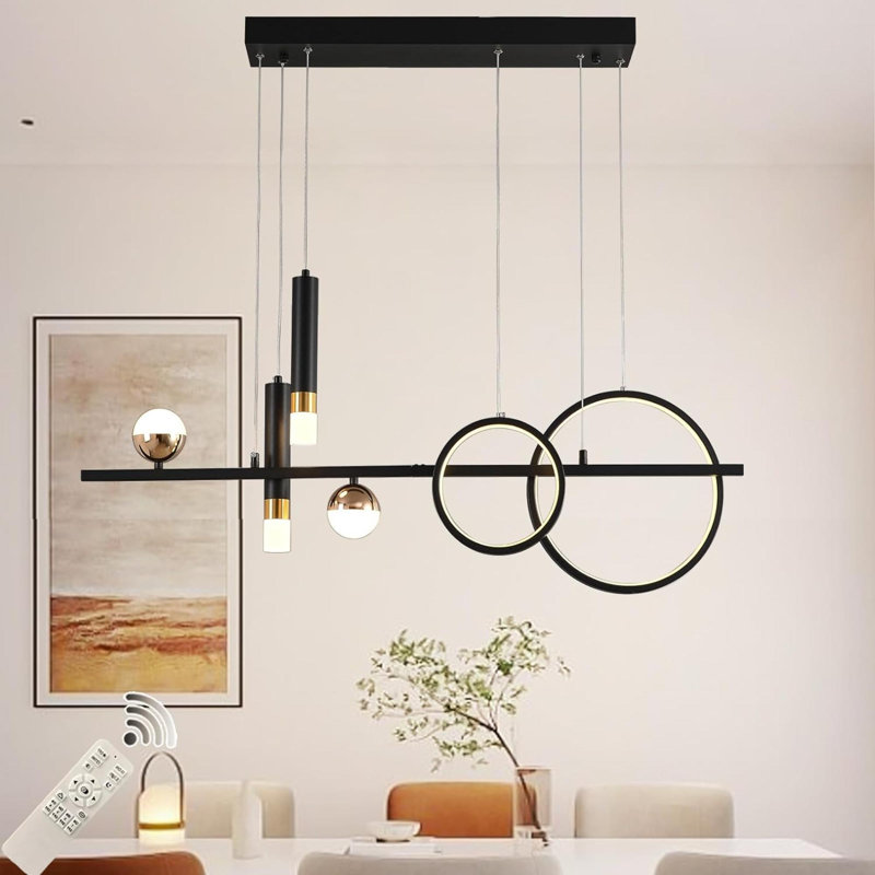 Lustres modernes pour salle à manger Luminaire suspendu linéaire à DEL avec télécommande Luminaires suspendus pour îlot de cuisine