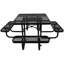 Table de pique-nique carrée d'extérieur en acier de 46 po de couleur noire avec tiges de parasol-756067505