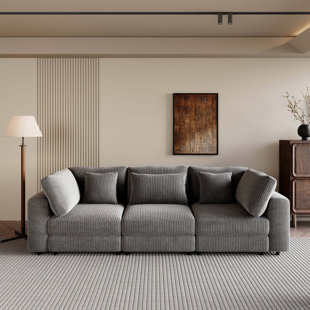 Comfortable 3-Seater Sofa with Removable Cushions and Multiple Pillows for Spacious Living Areas