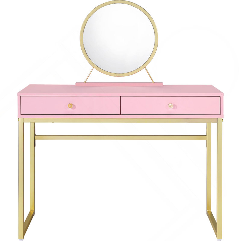 Meuble-lavabo 2 tiroirs avec miroir et plateau à bijoux