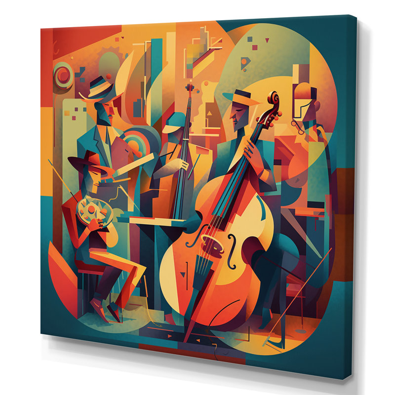 Jazz Band Performance II - impression, H 16 po x l 16 po x P 1 po, Toile tendue