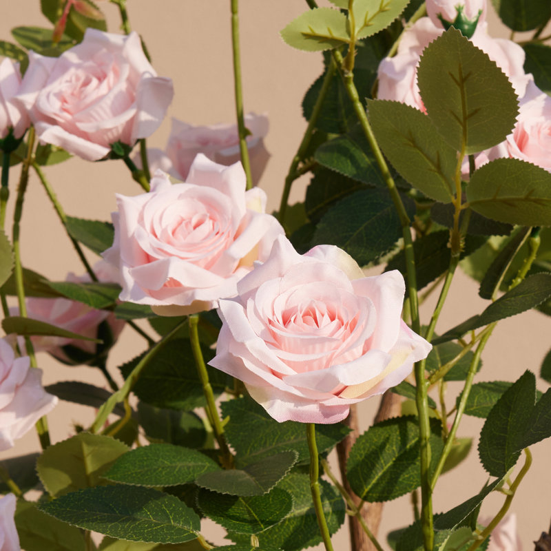 Rosier artificiel en pot Adcock Premium, 36 po x 20 po, Rose