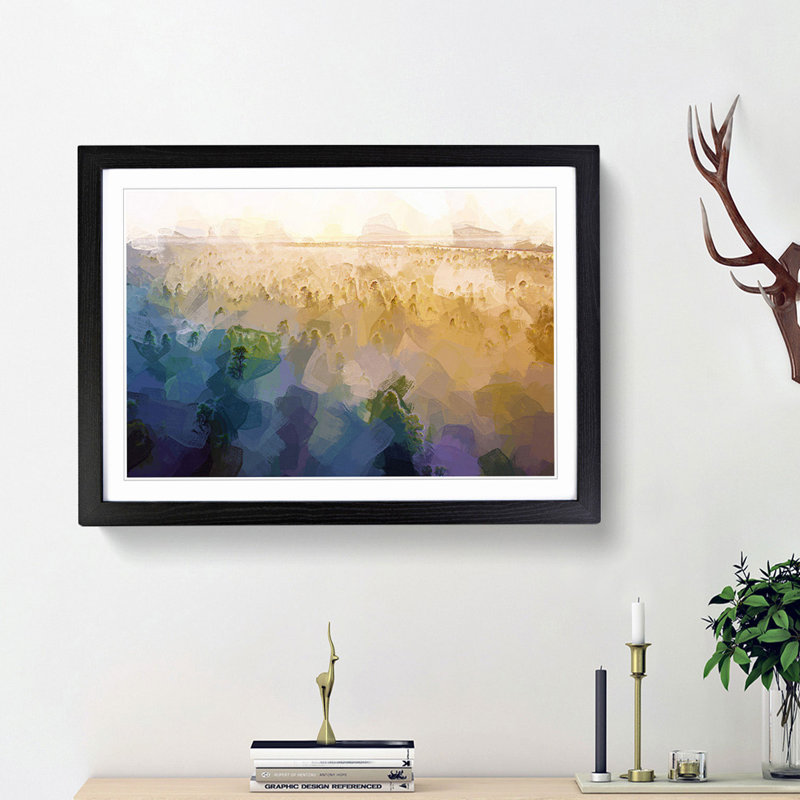 Fog over the Forest in Abstract - Picture Frame Graphic Art Print on MDF, Black Framed, 48cm H x 65cm W x 2cm D