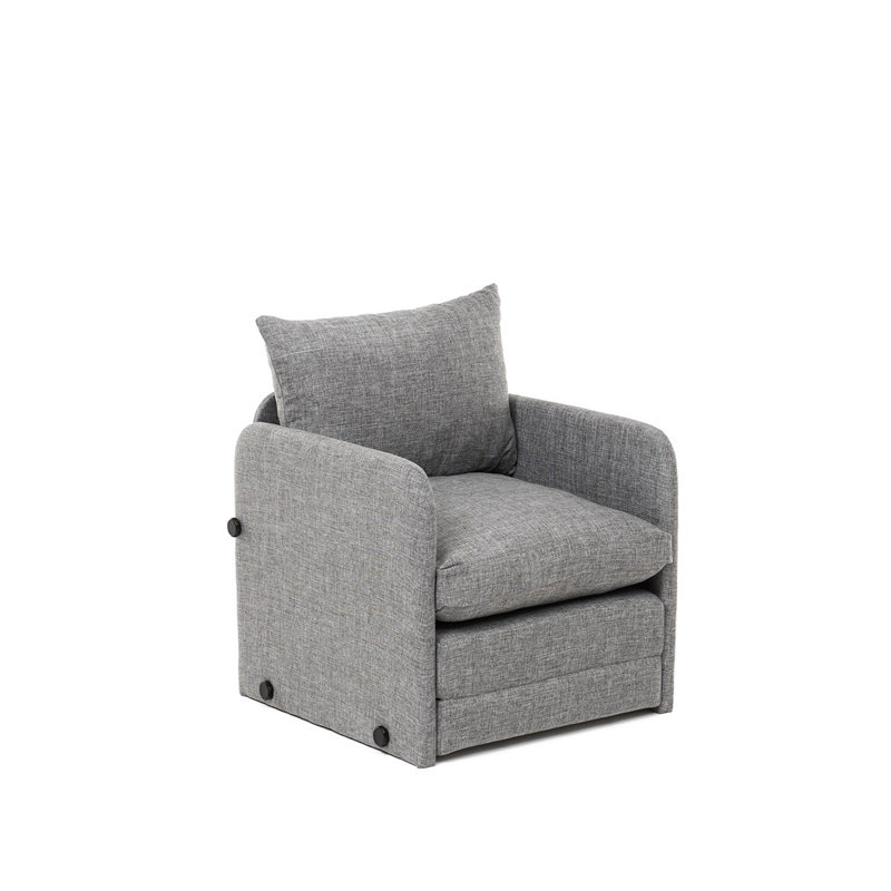 Modern 1-Seat Sofa Bed, Light Grey Linen Fabric, 26.8 x 27.6 x 26.0 Inches | 100% Metal Frame | Converts to Bed (78.7 x 23.6 Inches) | Ideal for Small Spaces, Guest Rooms, and Stylish Living Areas, Functional Design