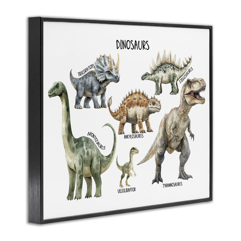 Faites connaissance avec les dinosaures, estampe numérique, design par Christine Simpson Art, Giclée noire de minuit encadrée