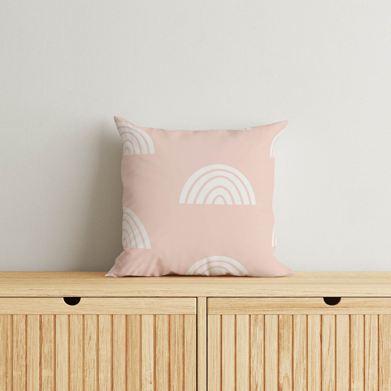 Coussin Plain Bows Match, H 26 po x l 26 po, Rose / Ivoire
