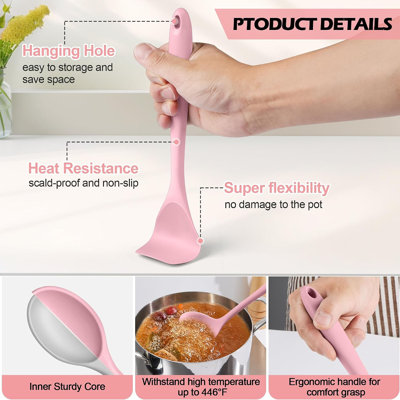 Generic 15 Pcs Silicone Cooking Utensil Set, Kitchen Utensils Set, Pink