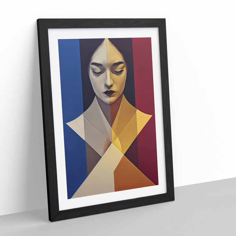 Angles Of A Woman Abstract - Wall Art, 64cm H x 46cm W, Black Framed