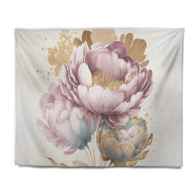 Tapisserie en polyester rose doux Crocus Bouquet II