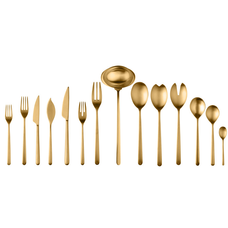 Linea Flatware Set (Configuration P) - 113 Pieces - Ice Gold, Ice Gold