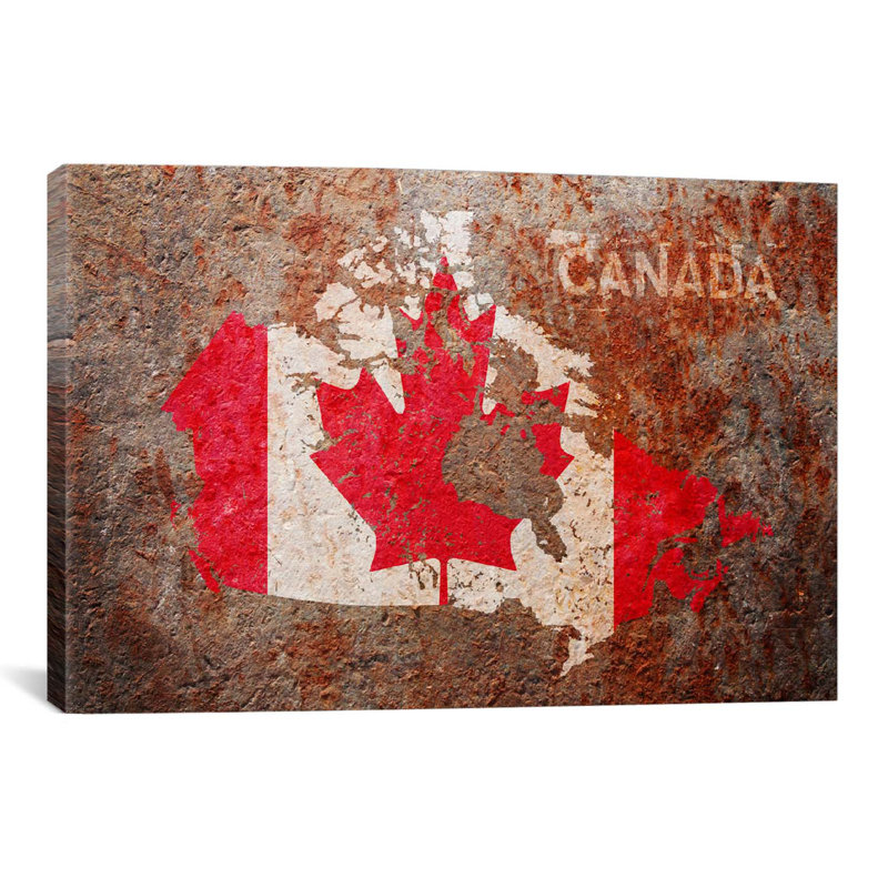 "Canada Flag Map" par Michael Tompsett, impression sur toile, H 40 po x l 60 po x P 1,5 po, Pas de tapis