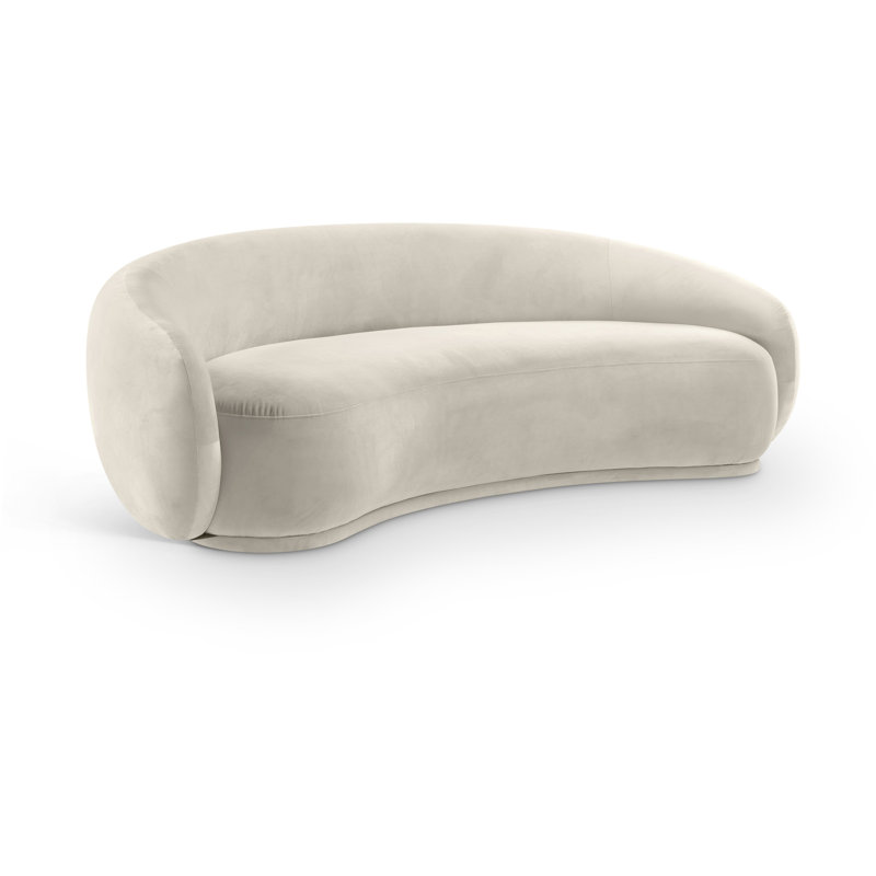 Canapé en velours 93 po Emery, Velours crème