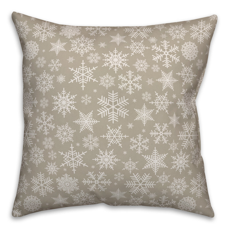Gold and White Snowflake Polyester Euro Pillow Cover