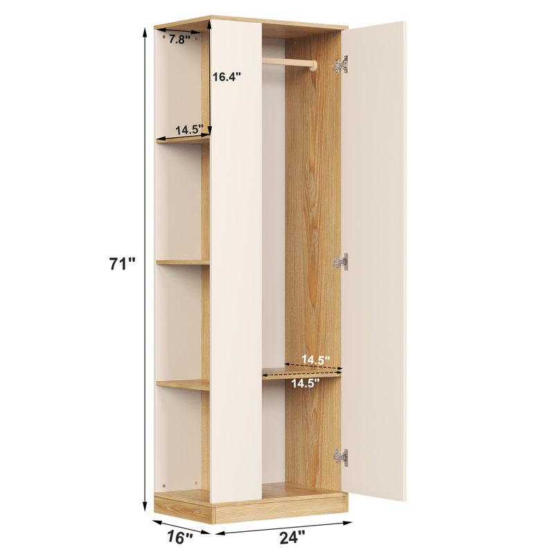 Keirsten 71''H Armoire with Door, Light Brown