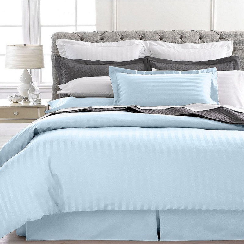 Modern & Contemporary Striped Duvet Cover, Blue, King/Cal.King Duvet Cover + 2 Standard Pillowcases