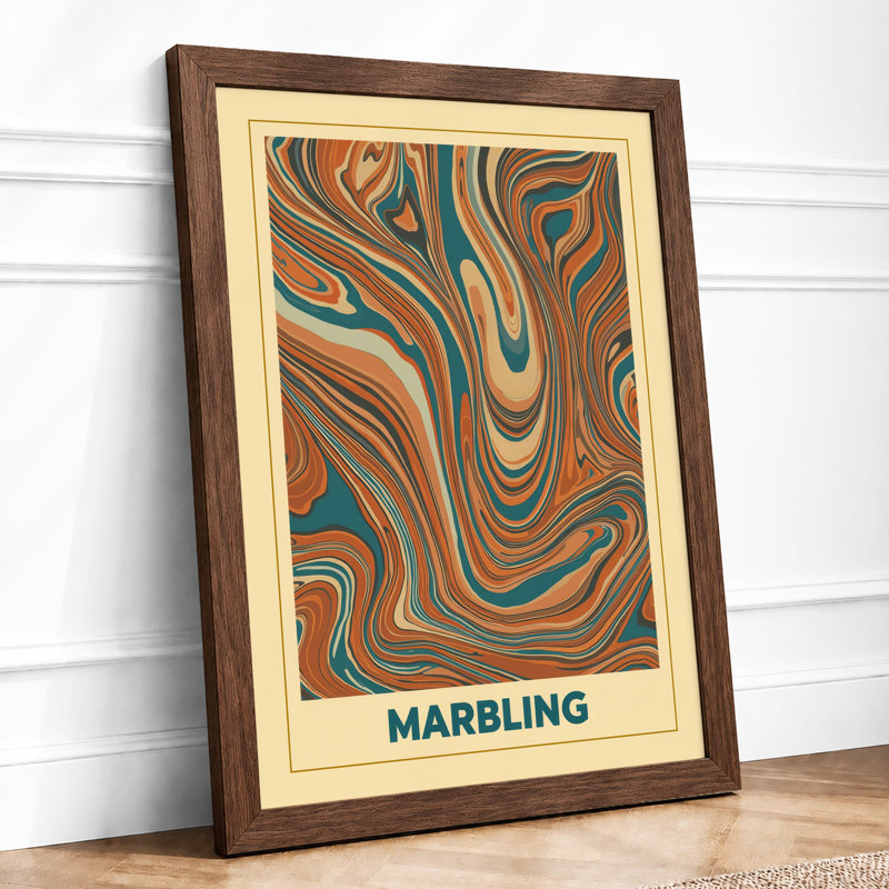 Fluid Marbling Forms Abstract - Print, Walnut, A3 - 42.0 x 29.7 cm
