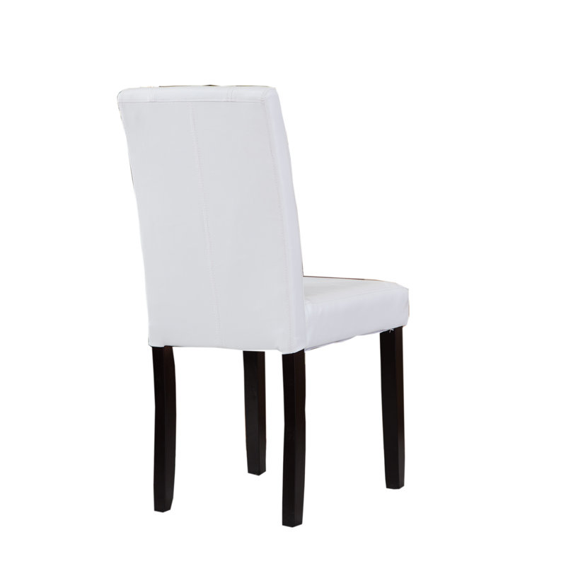 Critchfield Solid Wood and Faux Leather Dining Parson Chair(Set of 2), White