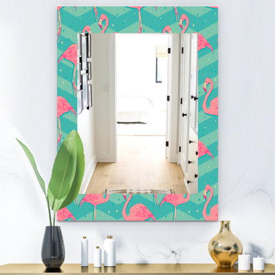 Miroir mural traditionnel flamant rose 1