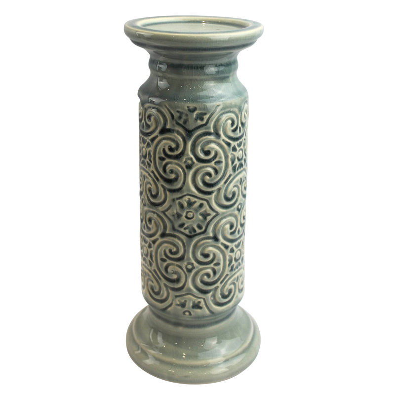 Chandelles en céramique scroll, Bleu
