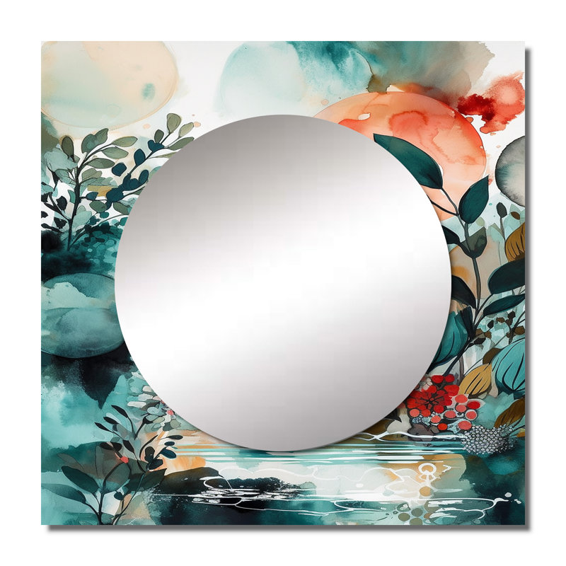 Pamfilica - Miroir mural en plumes Boho, 29 po x 29 po