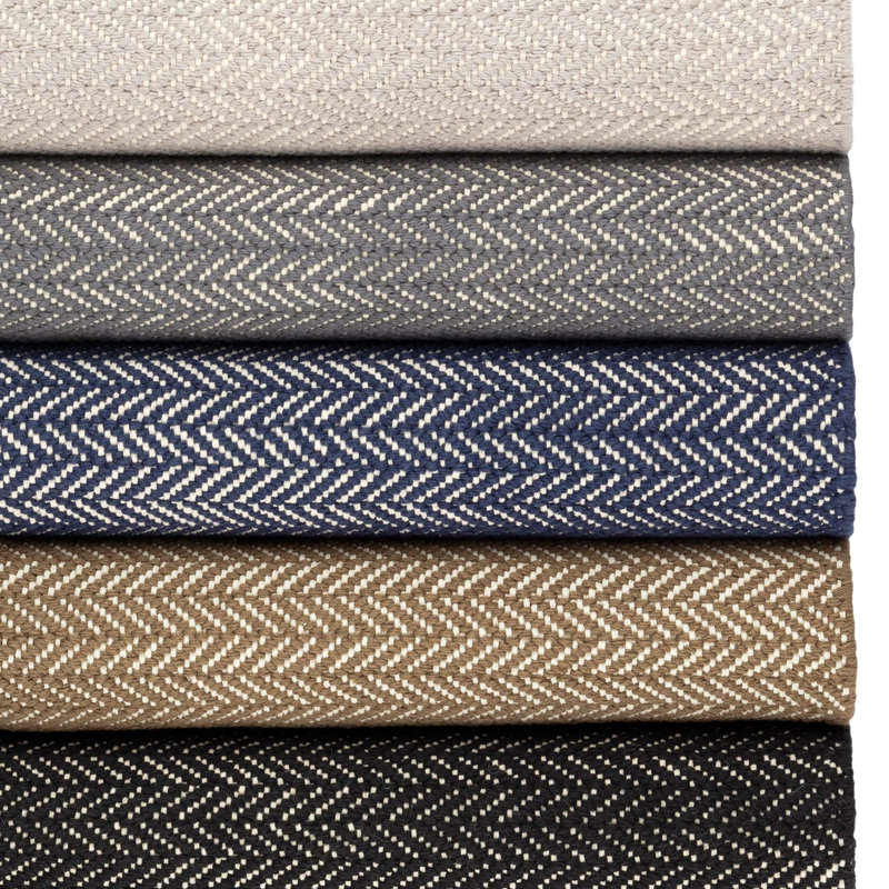Tapis indigo en coton tissé à la main à motif de chevrons, Rectangle de 9 pi 6 po x 13 pi 6 po