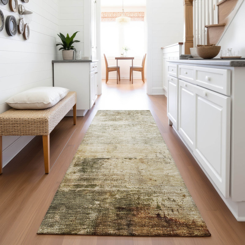 Premium Machine Washable Lyndhurst AMF1193 Abstract Rug, Tapis de couloir 2 pi 3 po x 7 pi 6 po