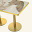 Table de salle à manger Tulipe de 47,24 pouces, plateau en pierre frittée avec impression luxueuse imitation marbre, base en acier inoxydable, surface résistante aux égratignures et à l'usure, imperméable, convient aux restaurants aménagés.-381087786