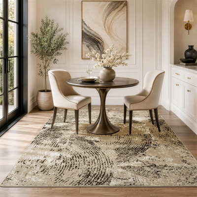 Vintage Textured Area Rug - Soft Floor Carpet with Canvas Backing, Non-Slip Living Room Bedroom Rug