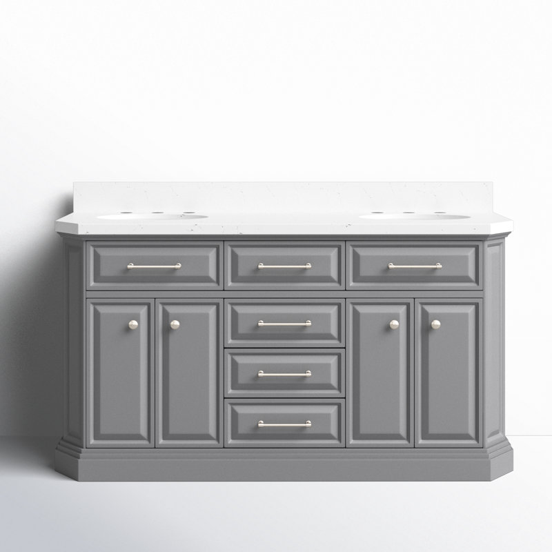 Palace 60'' W Double Vanity, Stainless Steel, Cashmere Gray