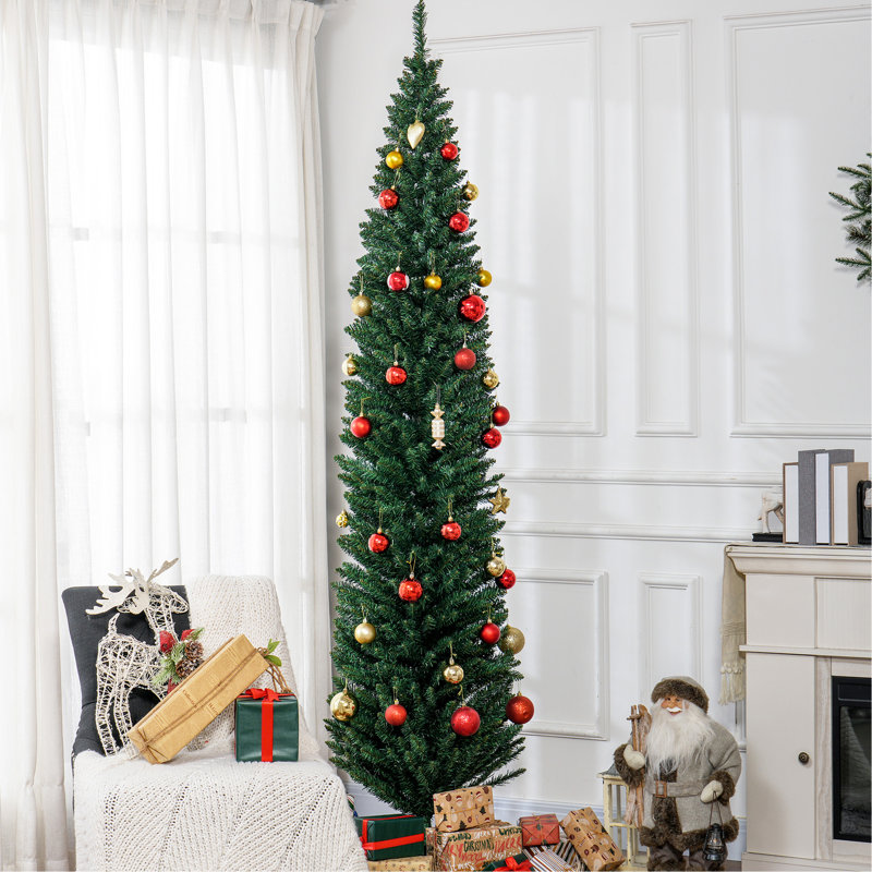 Arbre de Noël artificiel 8 pi avec 818 extrémités de branches réalistes et support en plastique, vert, 8', Vert