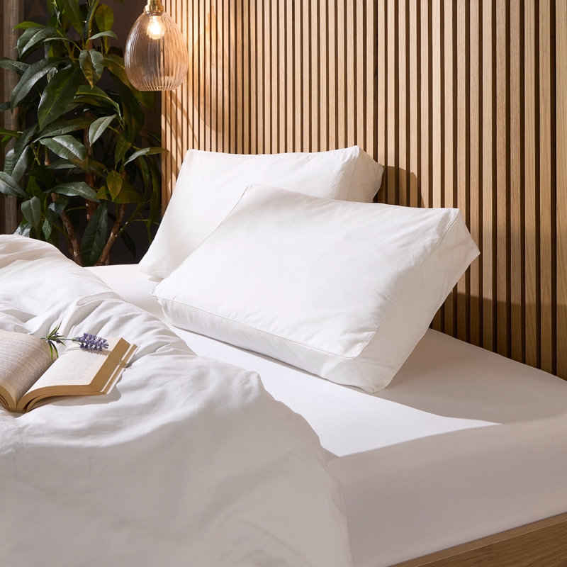 Luxurious Hotel Snuggledown Side Sleeper Firm Support Cotton Cover 2 Pillow