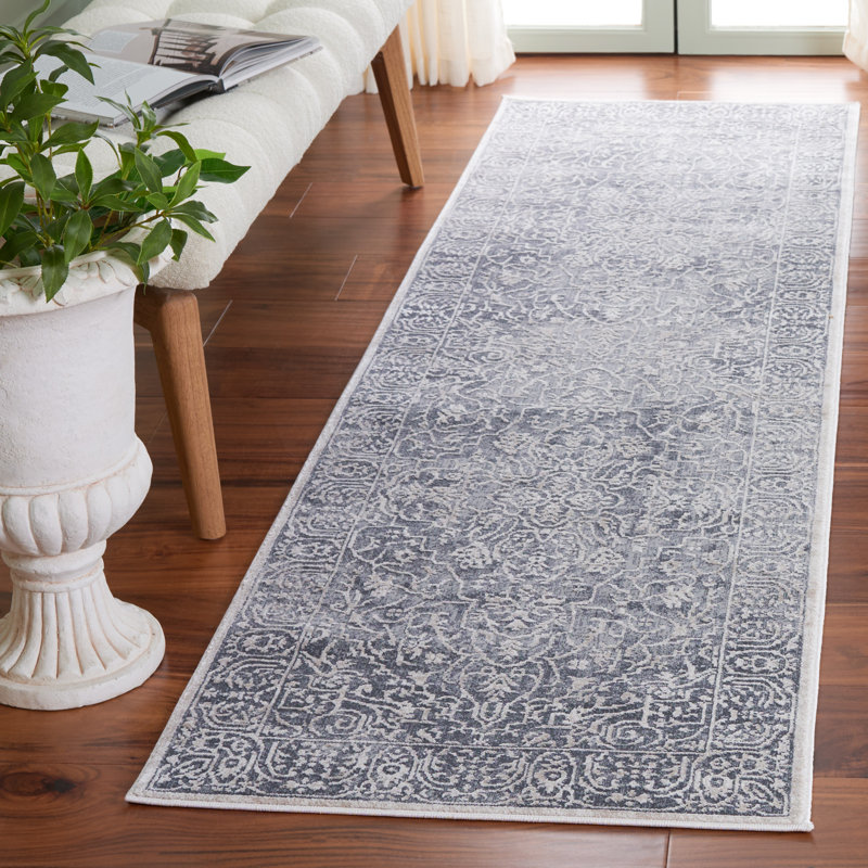 Tapis gris foncé / crème Calidia, Tapis de couloir 2 pi 3 po x 8 pi