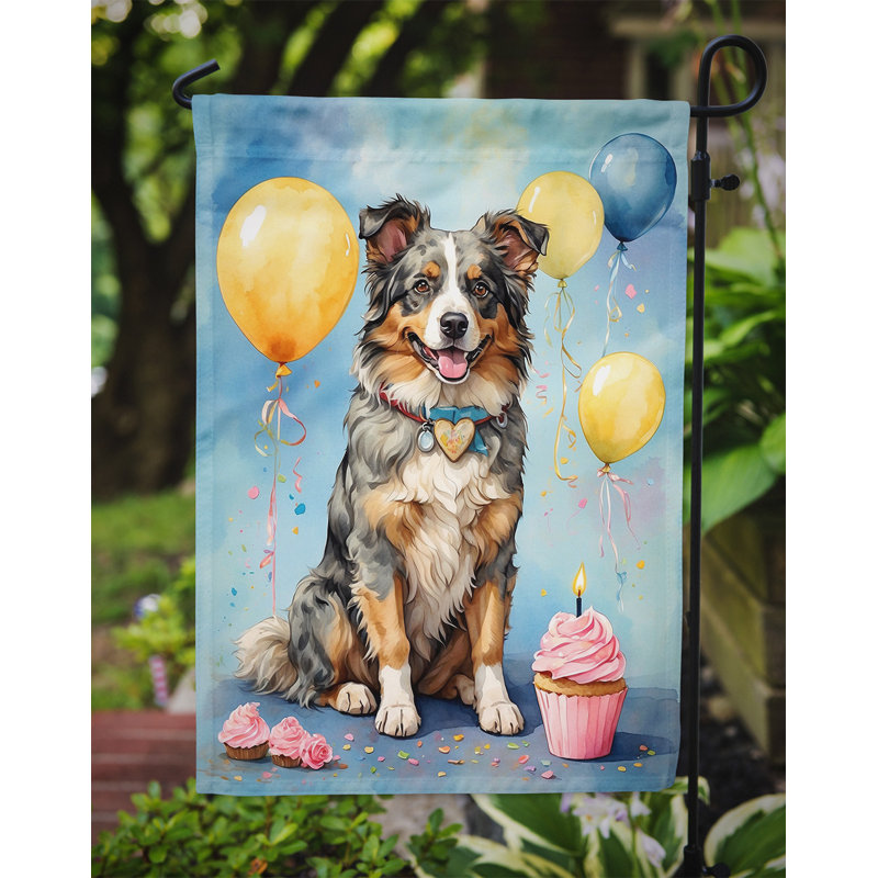Drapeau de jardin «Happy Birthday», Berger australien