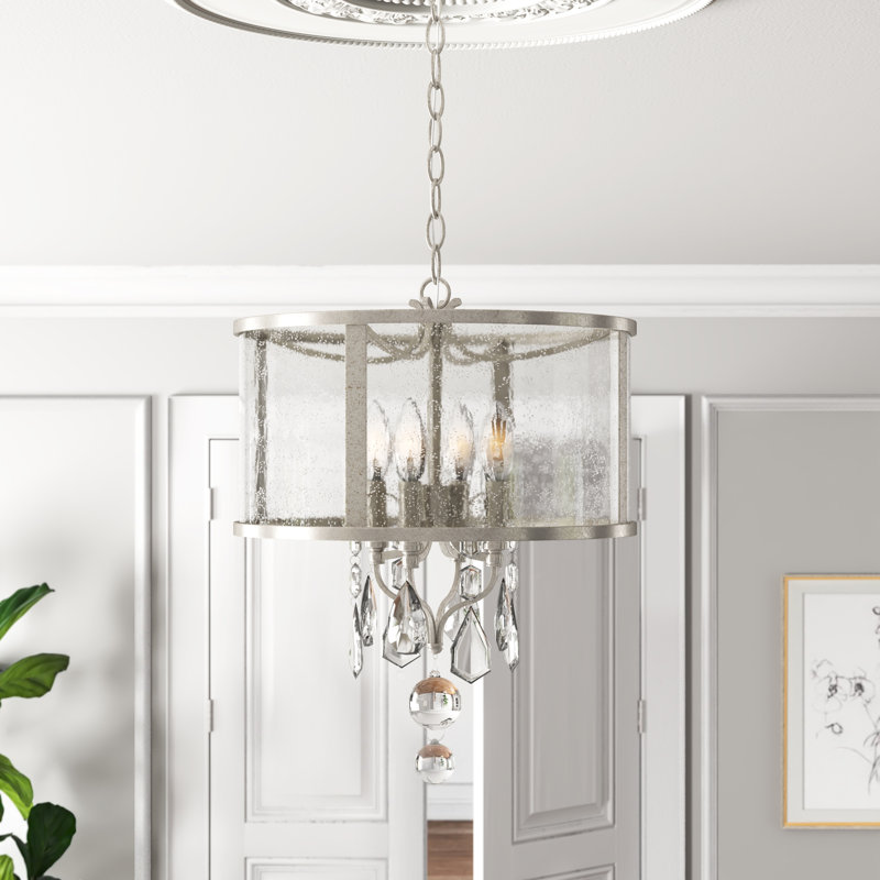 Betta 4 - Light Dimmable Drum Chandelier, Antique Silver